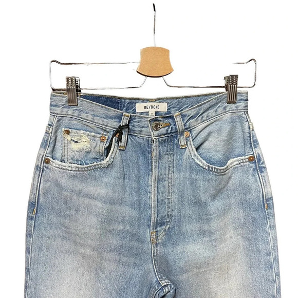 Re/Done '70s Ultra High Waist Stove Pipe Jeans in Worn Blue Size 26 - Picture 3 of 12